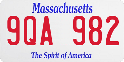 MA license plate 9QA982
