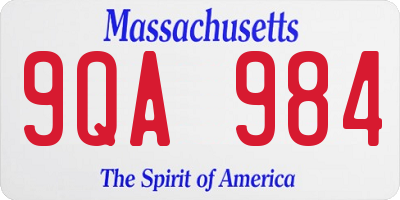 MA license plate 9QA984