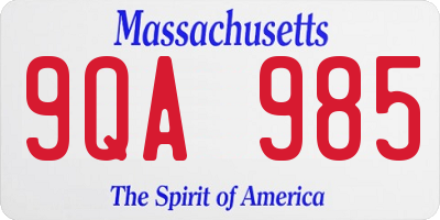 MA license plate 9QA985