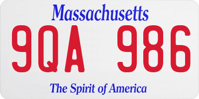 MA license plate 9QA986