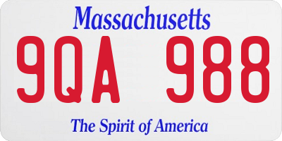 MA license plate 9QA988