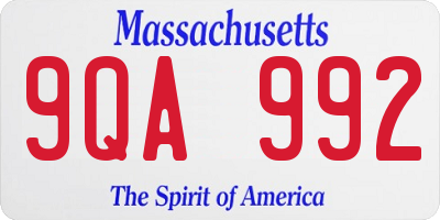 MA license plate 9QA992
