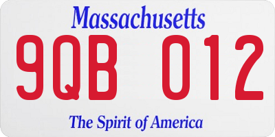 MA license plate 9QB012