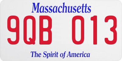 MA license plate 9QB013