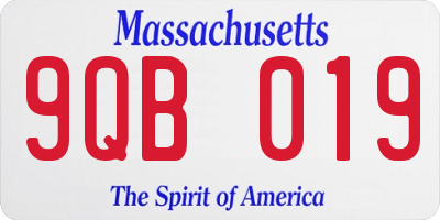 MA license plate 9QB019