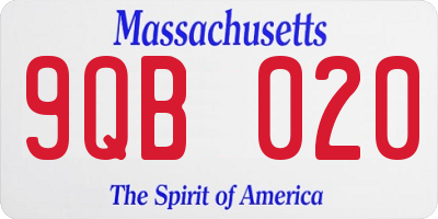MA license plate 9QB020