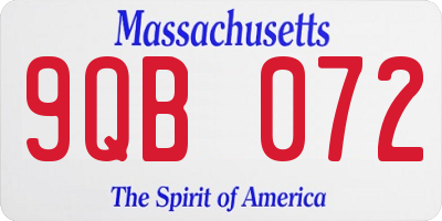 MA license plate 9QB072