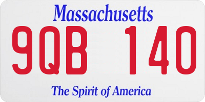 MA license plate 9QB140