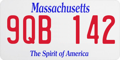 MA license plate 9QB142