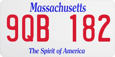 MA license plate 9QB182