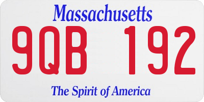MA license plate 9QB192