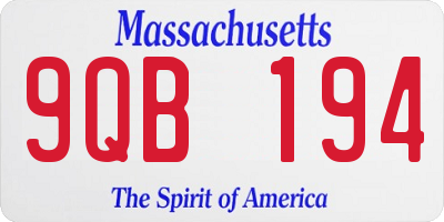 MA license plate 9QB194