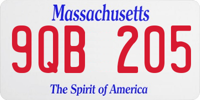 MA license plate 9QB205