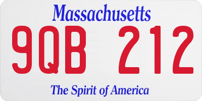 MA license plate 9QB212