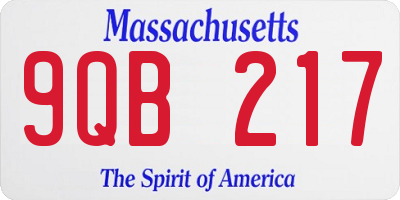 MA license plate 9QB217