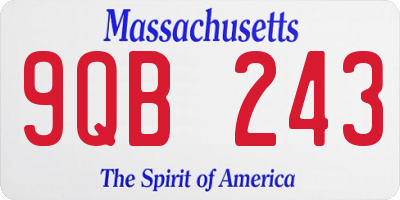 MA license plate 9QB243