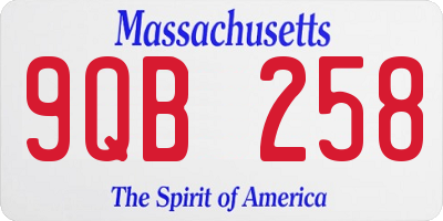 MA license plate 9QB258