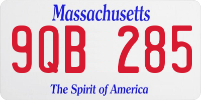 MA license plate 9QB285