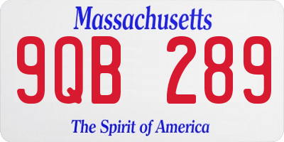 MA license plate 9QB289