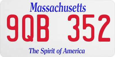 MA license plate 9QB352