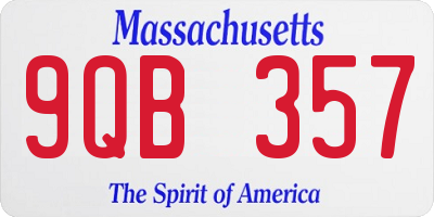 MA license plate 9QB357