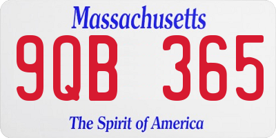 MA license plate 9QB365