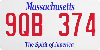 MA license plate 9QB374