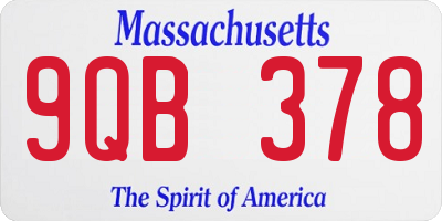 MA license plate 9QB378