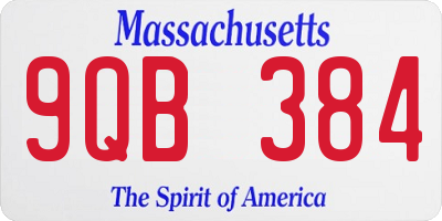 MA license plate 9QB384