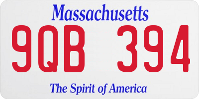 MA license plate 9QB394