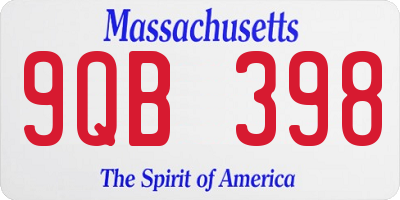 MA license plate 9QB398