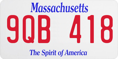MA license plate 9QB418