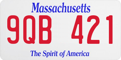 MA license plate 9QB421