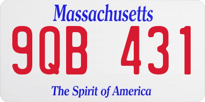 MA license plate 9QB431
