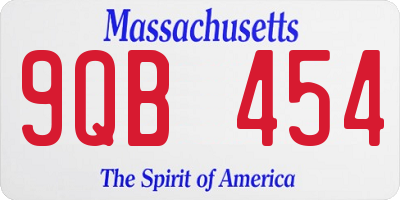 MA license plate 9QB454