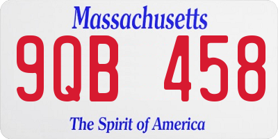 MA license plate 9QB458