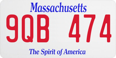 MA license plate 9QB474