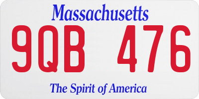 MA license plate 9QB476