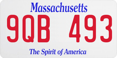 MA license plate 9QB493