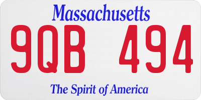 MA license plate 9QB494