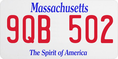 MA license plate 9QB502