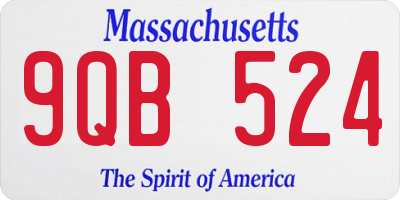 MA license plate 9QB524