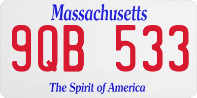 MA license plate 9QB533