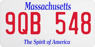 MA license plate 9QB548