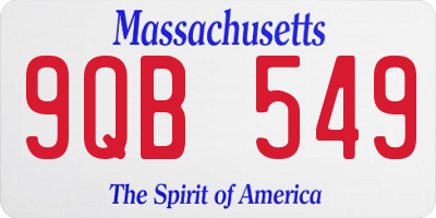 MA license plate 9QB549
