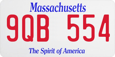 MA license plate 9QB554