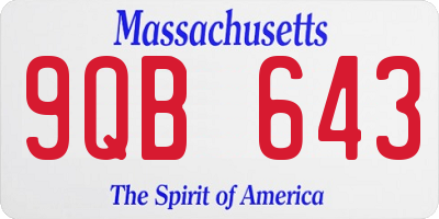 MA license plate 9QB643