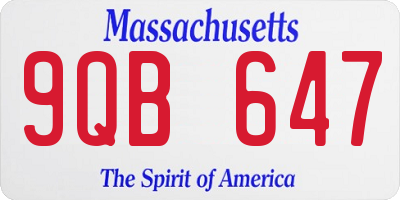 MA license plate 9QB647