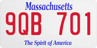 MA license plate 9QB701