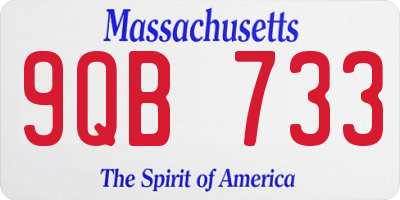 MA license plate 9QB733